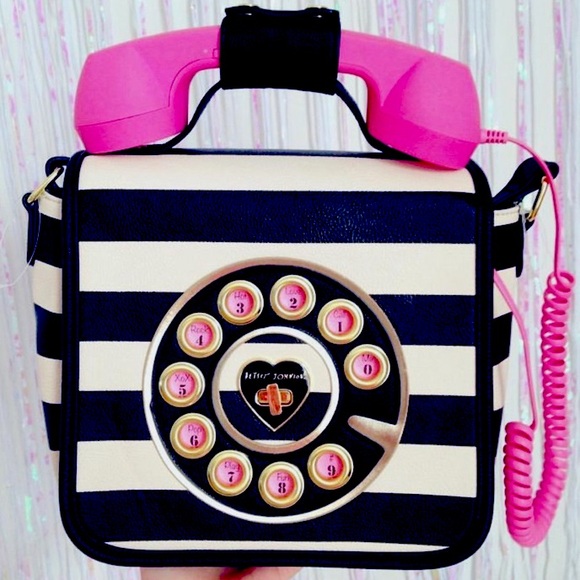 Betsey Johnson Handbags - BETSEY JOHNSON Operational Black & White Retro Novelty Phone Crossbody Purse NWT